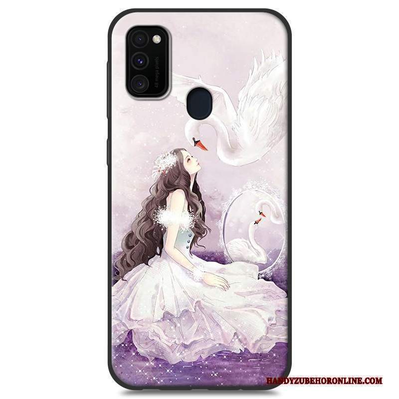 Custodia Samsung Galaxy M30s Silicone Telefono Bianco, Cover Samsung Galaxy M30s Cartone Animato Morbido Di Personalità