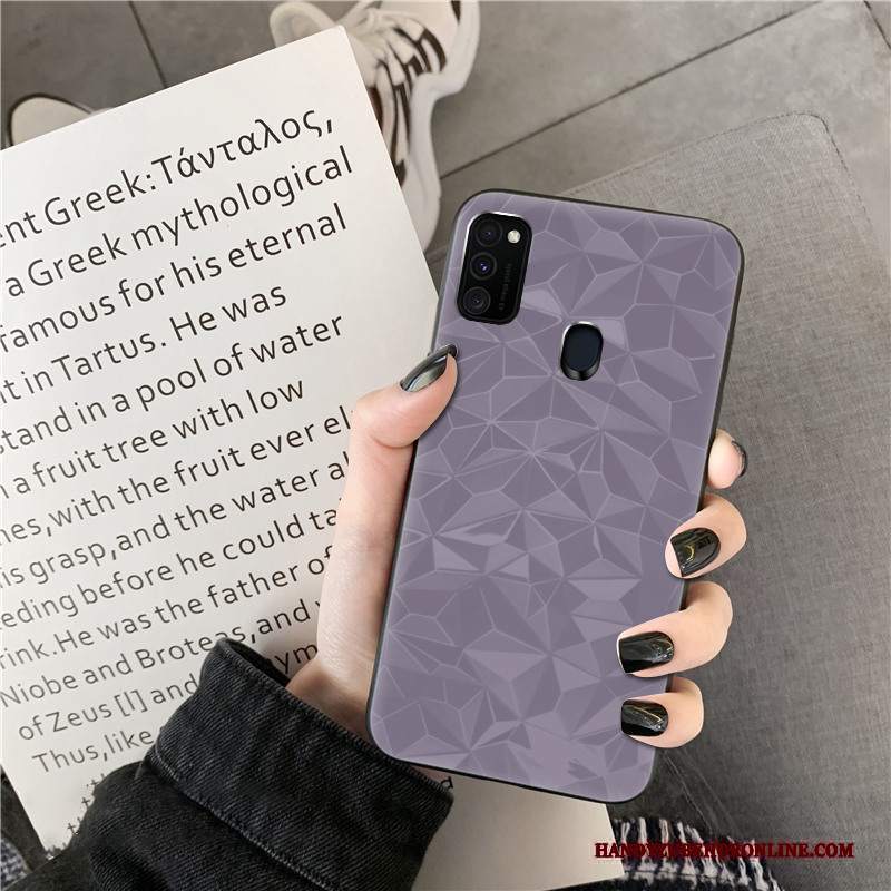 Custodia Samsung Galaxy M30s Silicone Telefono Monocromatico, Cover Samsung Galaxy M30s Forma Del Diamante Di Personalità