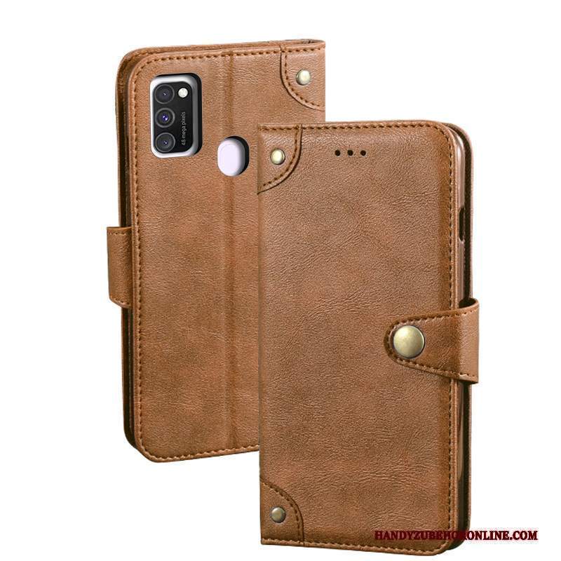 Custodia Samsung Galaxy M30s Vintage Rossotelefono, Cover Samsung Galaxy M30s Folio Carta Marchio Di Tendenza