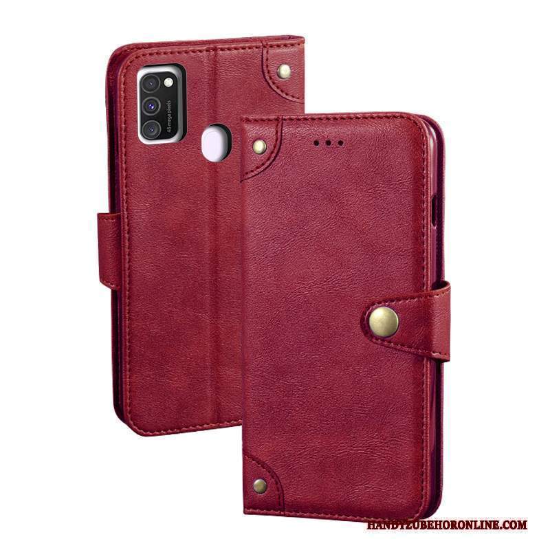 Custodia Samsung Galaxy M30s Vintage Rossotelefono, Cover Samsung Galaxy M30s Folio Carta Marchio Di Tendenza