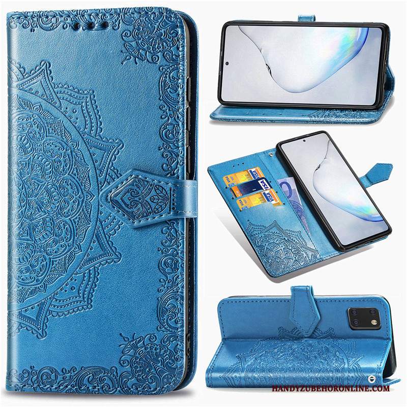 Custodia Samsung Galaxy Note 10 Lite Goffratura Monocromatico Verde, Cover Samsung Galaxy Note 10 Lite Pelle Goffraturatelefono