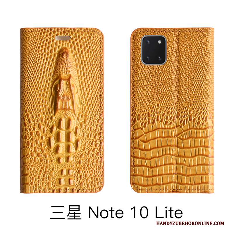 Custodia Samsung Galaxy Note 10 Lite Pelle High End Tutto Incluso, Cover Samsung Galaxy Note 10 Lite Protezione Giallo Mucca