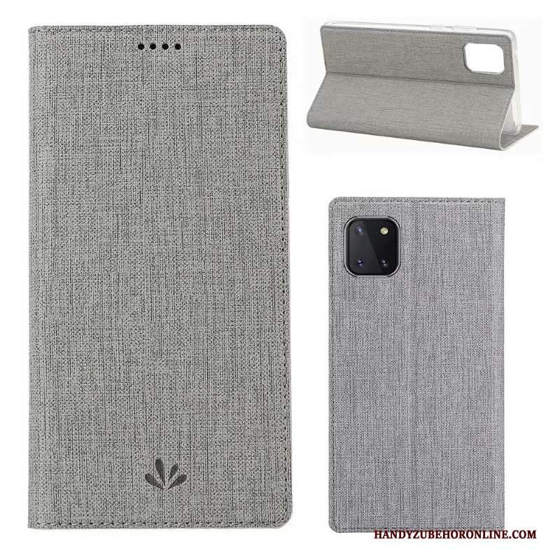 Custodia Samsung Galaxy Note 10 Lite Pelle Panno Grigio, Cover Samsung Galaxy Note 10 Lite Folio Modello Carta