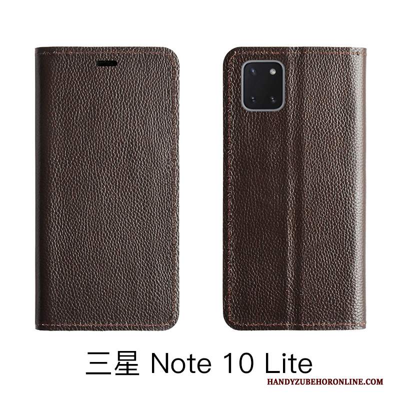 Custodia Samsung Galaxy Note 10 Lite Pelle Telefono Modello, Cover Samsung Galaxy Note 10 Lite Folio Litchi Mucca