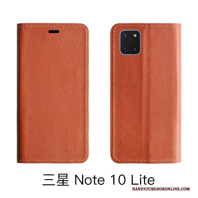 Custodia Samsung Galaxy Note 10 Lite Pelle Telefono Modello, Cover Samsung Galaxy Note 10 Lite Folio Litchi Mucca