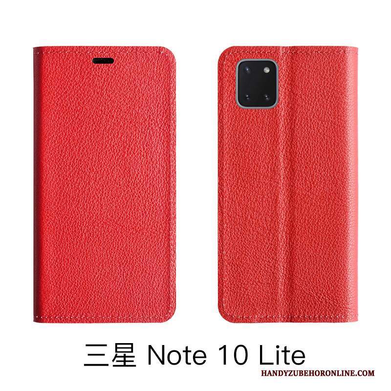 Custodia Samsung Galaxy Note 10 Lite Pelle Telefono Modello, Cover Samsung Galaxy Note 10 Lite Folio Litchi Mucca