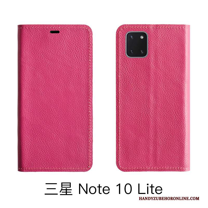 Custodia Samsung Galaxy Note 10 Lite Pelle Telefono Modello, Cover Samsung Galaxy Note 10 Lite Folio Litchi Mucca