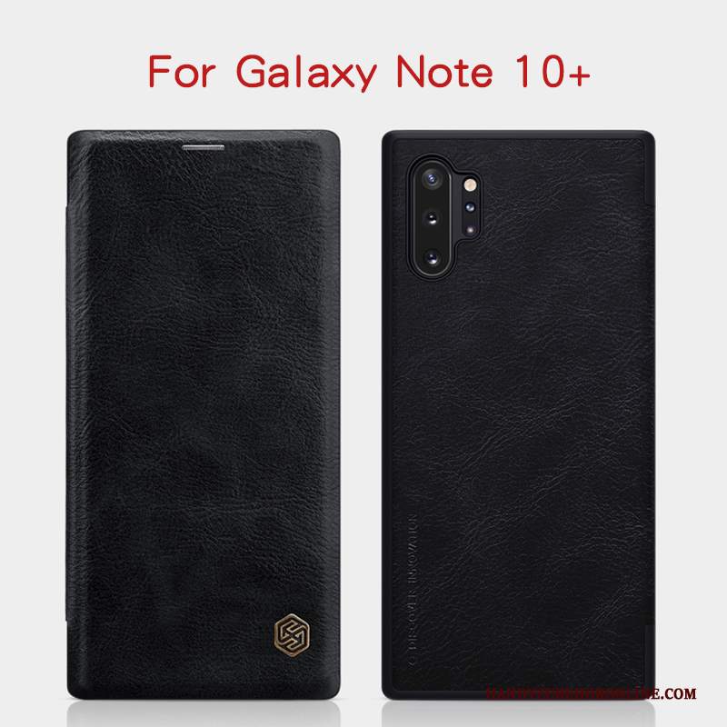 Custodia Samsung Galaxy Note 10+ Pelle Oro Nero, Cover Samsung Galaxy Note 10+