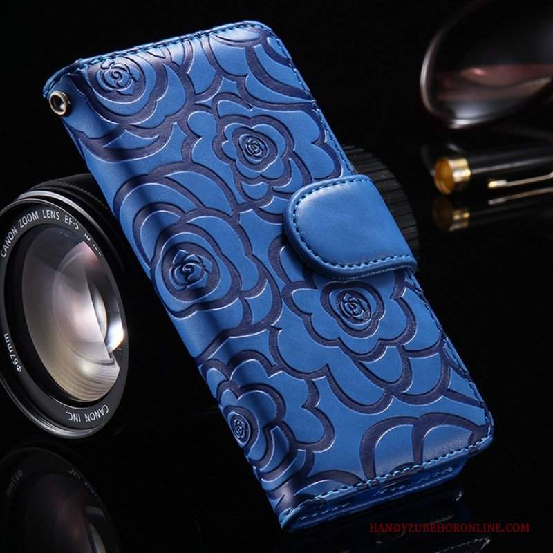 Custodia Samsung Galaxy Note 10 Pelle Tutto Incluso Anti-caduta, Cover Samsung Galaxy Note 10 Folio Ornamenti Appesi Blu