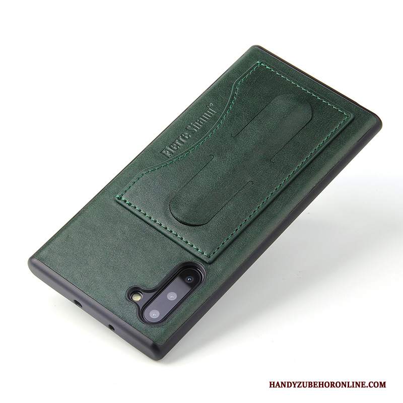 Custodia Samsung Galaxy Note 10 Pelle Verdetelefono, Cover Samsung Galaxy Note 10 Protezione Carta