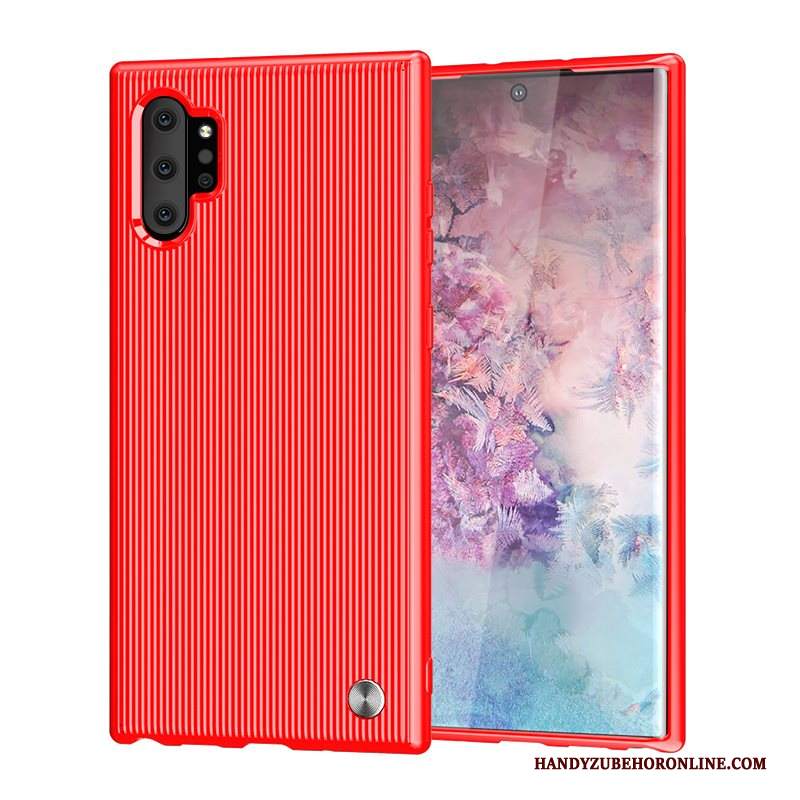 Custodia Samsung Galaxy Note 10+ Silicone Morbido Rosso, Cover Samsung Galaxy Note 10+ Protezione Telefono Striscia