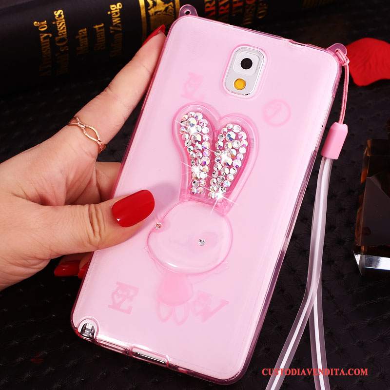 Custodia Samsung Galaxy Note 3 Silicone Nuovotelefono, Cover Samsung Galaxy Note 3 Strass Porpora Ornamenti Appesi