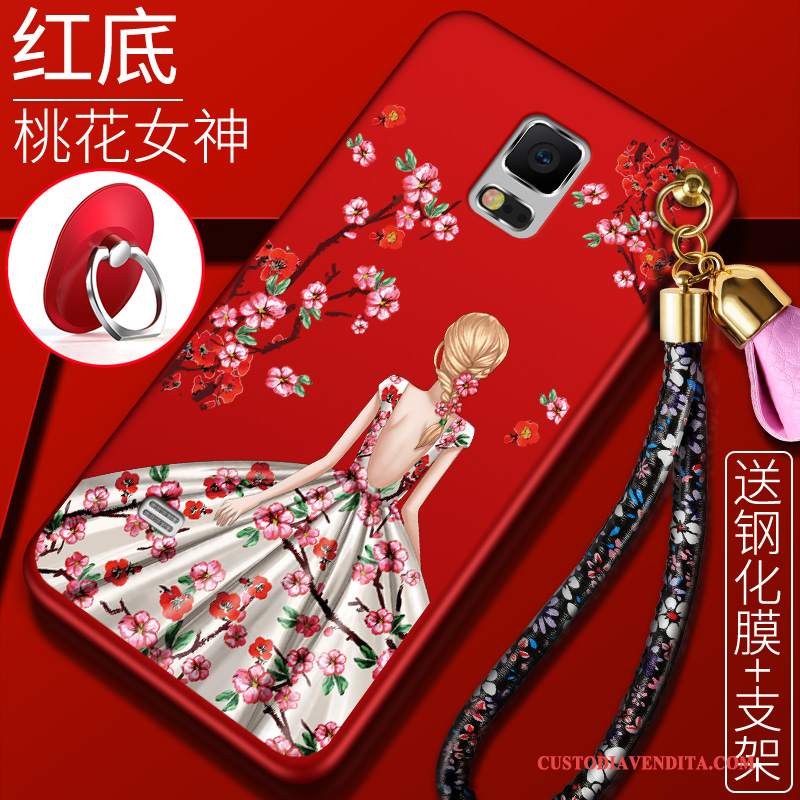 Custodia Samsung Galaxy Note 4 Creativo Morbidotelefono, Cover Samsung Galaxy Note 4 Silicone Rosso Anti-caduta