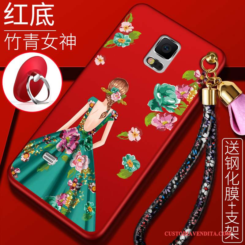 Custodia Samsung Galaxy Note 4 Creativo Morbidotelefono, Cover Samsung Galaxy Note 4 Silicone Rosso Anti-caduta