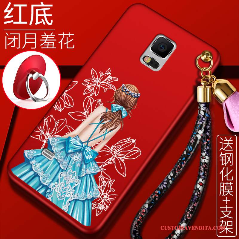 Custodia Samsung Galaxy Note 4 Creativo Morbidotelefono, Cover Samsung Galaxy Note 4 Silicone Rosso Anti-caduta