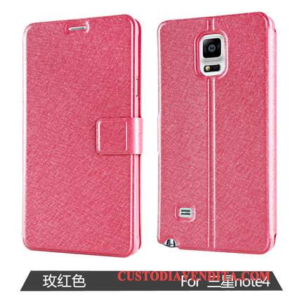 Custodia Samsung Galaxy Note 4 Folio Telefono Porpora, Cover Samsung Galaxy Note 4 Pelle Finestra Aperta