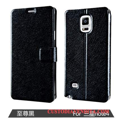 Custodia Samsung Galaxy Note 4 Folio Telefono Porpora, Cover Samsung Galaxy Note 4 Pelle Finestra Aperta