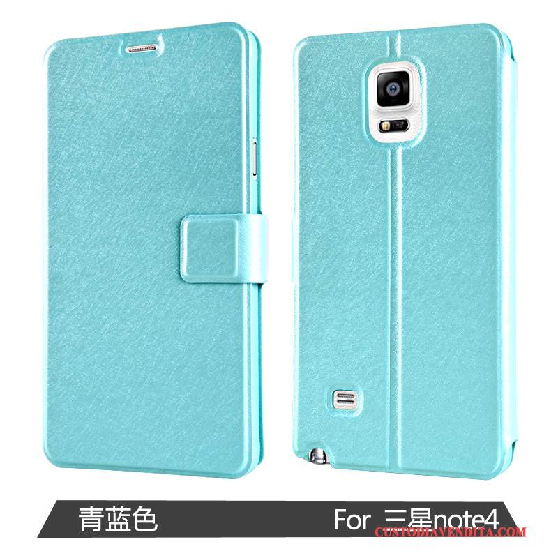 Custodia Samsung Galaxy Note 4 Folio Telefono Porpora, Cover Samsung Galaxy Note 4 Pelle Finestra Aperta