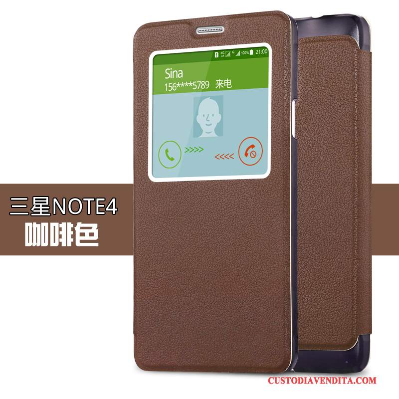 Custodia Samsung Galaxy Note 4 Pelle Anti-cadutatelefono, Cover Samsung Galaxy Note 4 Folio