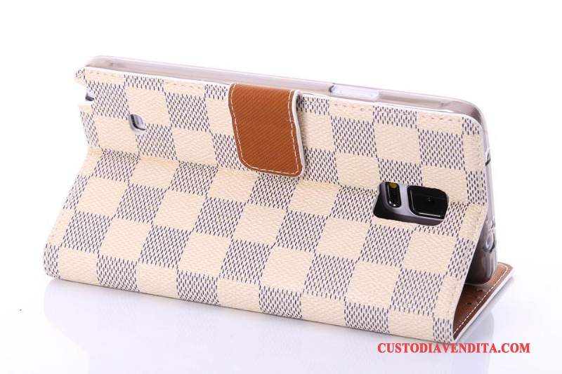 Custodia Samsung Galaxy Note 4 Pelle Plaid Coperchio Posteriore, Cover Samsung Galaxy Note 4 Protezione Telefono Nero