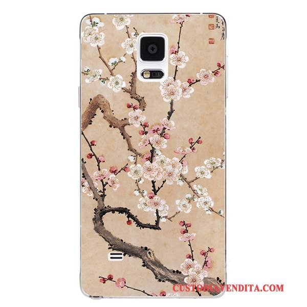 Custodia Samsung Galaxy Note 4 Silicone Fiore Di Prugne Morbido, Cover Samsung Galaxy Note 4 Uccello Di Personalità