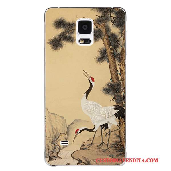 Custodia Samsung Galaxy Note 4 Silicone Fiore Di Prugne Morbido, Cover Samsung Galaxy Note 4 Uccello Di Personalità