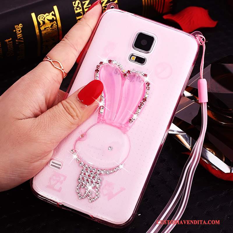 Custodia Samsung Galaxy Note 4 Silicone Ornamenti Appesitelefono, Cover Samsung Galaxy Note 4 Cartone Animato Rosa Trasparente