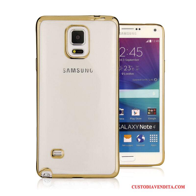 Custodia Samsung Galaxy Note 4 Silicone Placcatura Morbido, Cover Samsung Galaxy Note 4 Protezione Trasparentetelefono