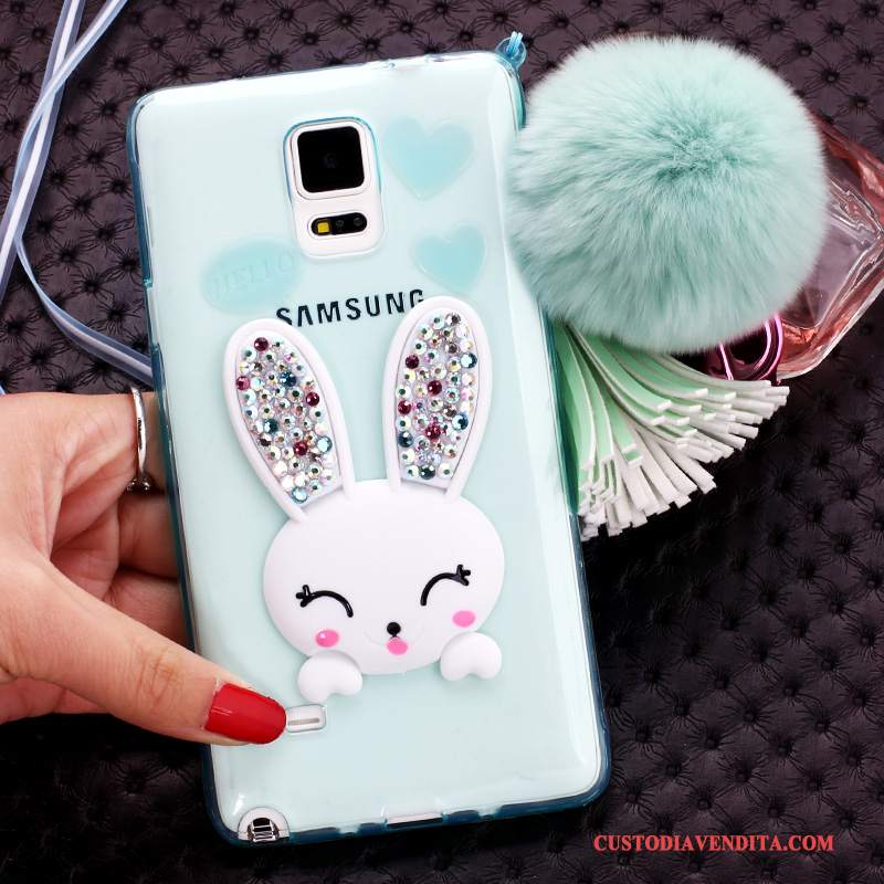 Custodia Samsung Galaxy Note 4 Silicone Porporatelefono, Cover Samsung Galaxy Note 4 Strass Coniglio Palla Di Pelo