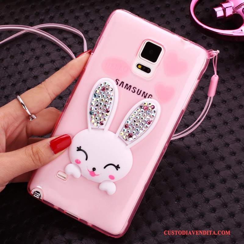 Custodia Samsung Galaxy Note 4 Silicone Porporatelefono, Cover Samsung Galaxy Note 4 Strass Coniglio Palla Di Pelo