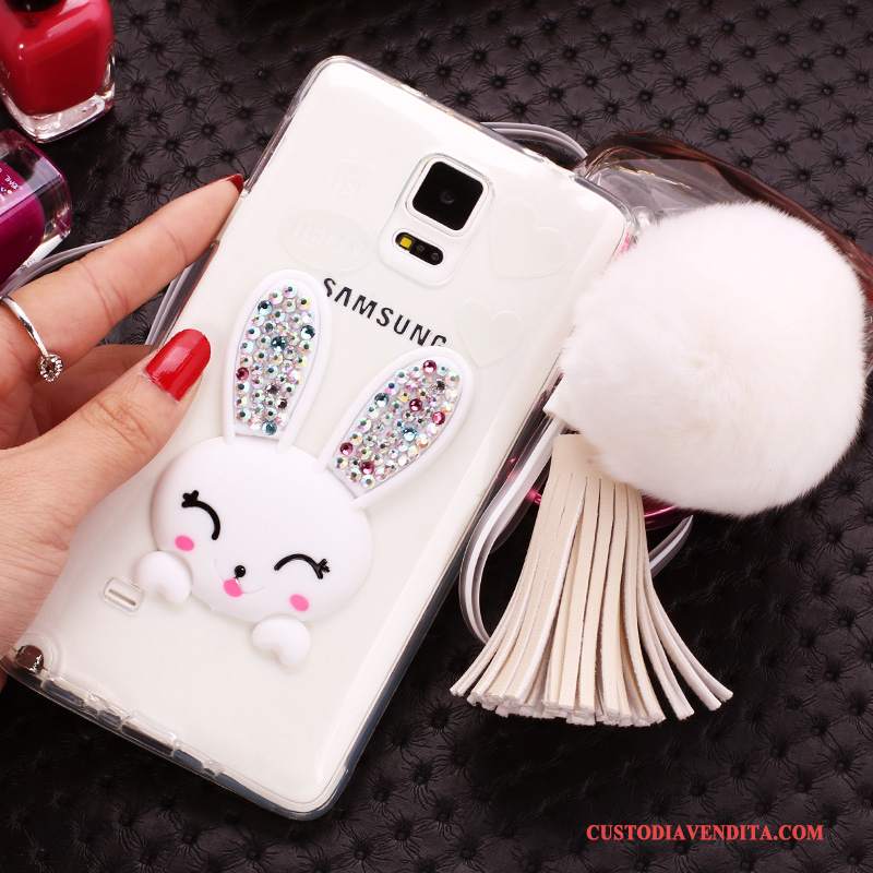 Custodia Samsung Galaxy Note 4 Silicone Porporatelefono, Cover Samsung Galaxy Note 4 Strass Coniglio Palla Di Pelo