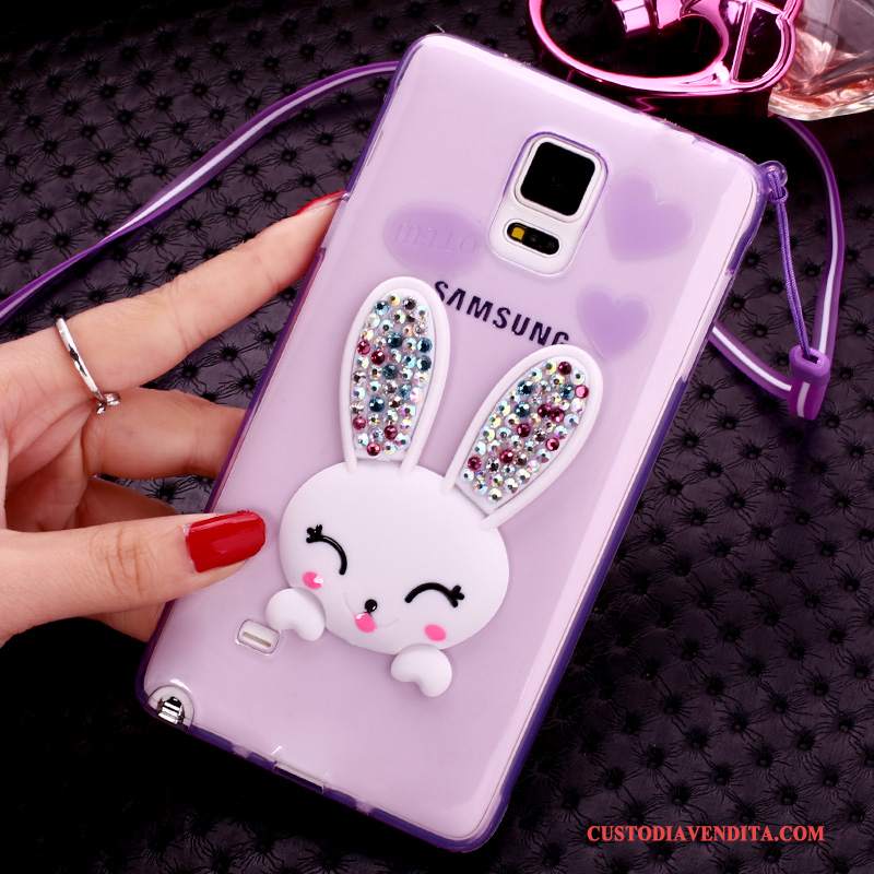 Custodia Samsung Galaxy Note 4 Silicone Porporatelefono, Cover Samsung Galaxy Note 4 Strass Coniglio Palla Di Pelo