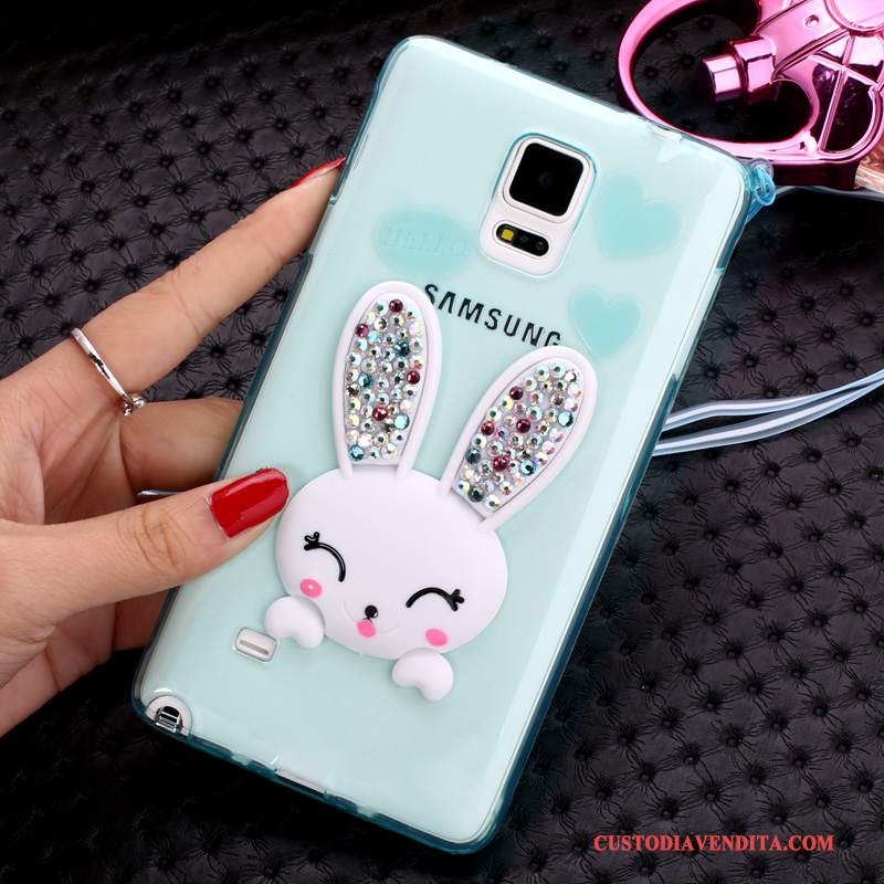 Custodia Samsung Galaxy Note 4 Silicone Porporatelefono, Cover Samsung Galaxy Note 4 Strass Coniglio Palla Di Pelo