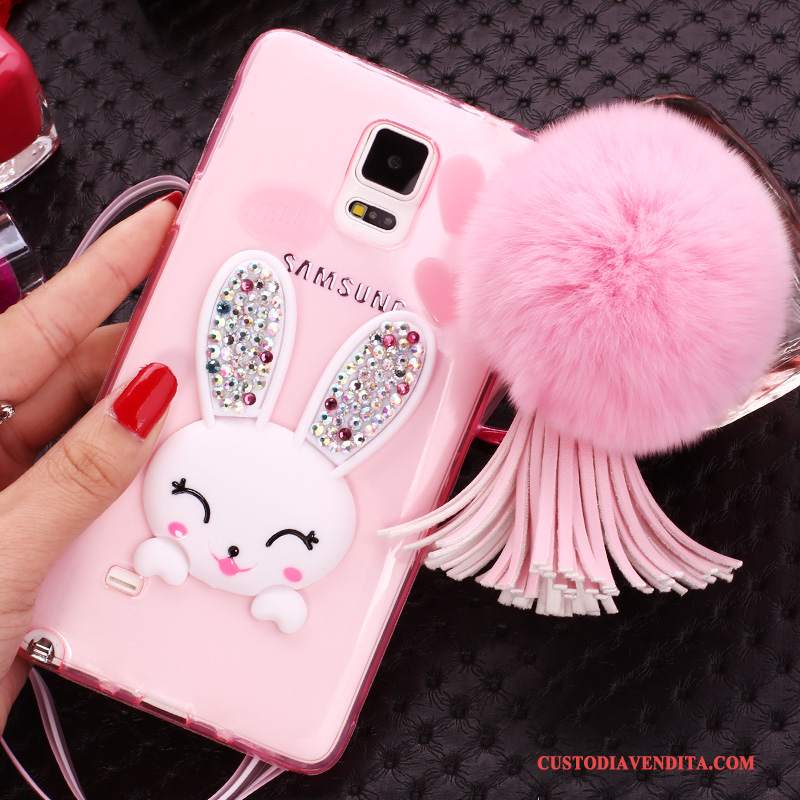 Custodia Samsung Galaxy Note 4 Silicone Porporatelefono, Cover Samsung Galaxy Note 4 Strass Coniglio Palla Di Pelo