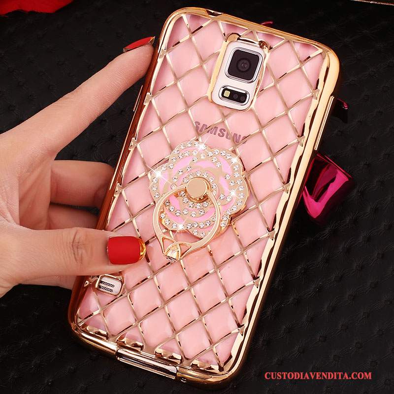 Custodia Samsung Galaxy Note 4 Strass Rosa Morbido, Cover Samsung Galaxy Note 4 Silicone Sottile Ring