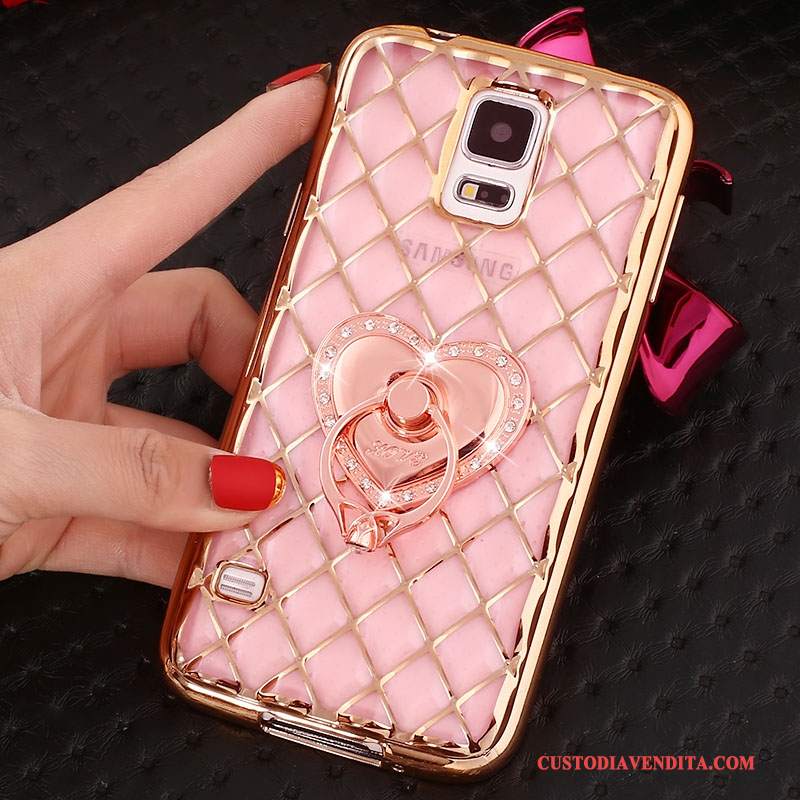 Custodia Samsung Galaxy Note 4 Strass Rosa Morbido, Cover Samsung Galaxy Note 4 Silicone Sottile Ring