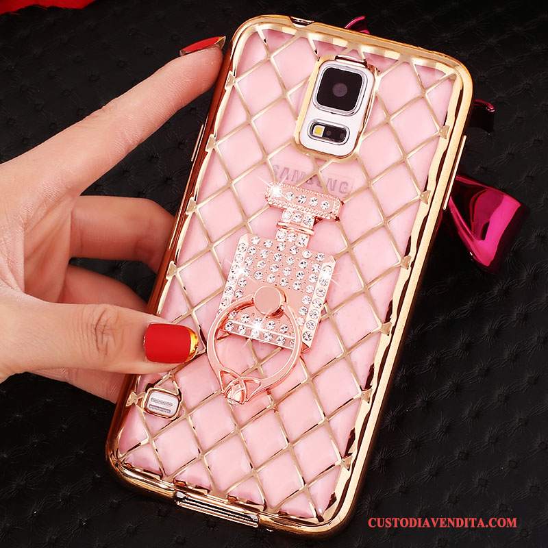 Custodia Samsung Galaxy Note 4 Strass Rosa Morbido, Cover Samsung Galaxy Note 4 Silicone Sottile Ring