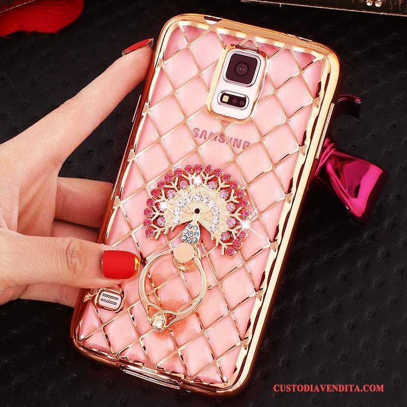 Custodia Samsung Galaxy Note 4 Strass Rosa Morbido, Cover Samsung Galaxy Note 4 Silicone Sottile Ring