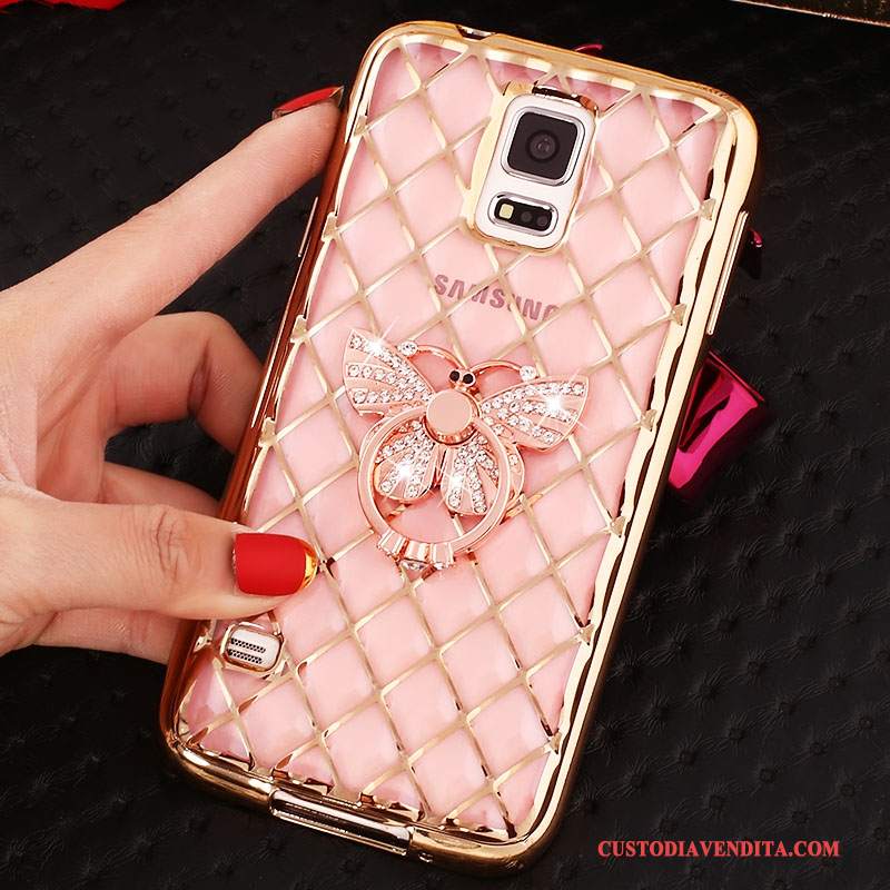 Custodia Samsung Galaxy Note 4 Strass Rosa Morbido, Cover Samsung Galaxy Note 4 Silicone Sottile Ring