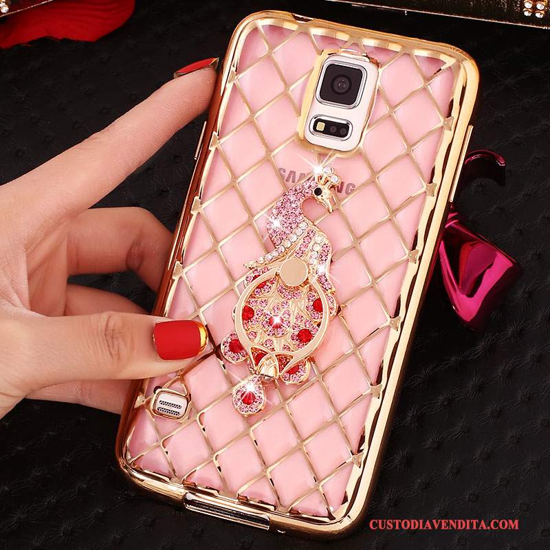 Custodia Samsung Galaxy Note 4 Strass Rosa Morbido, Cover Samsung Galaxy Note 4 Silicone Sottile Ring