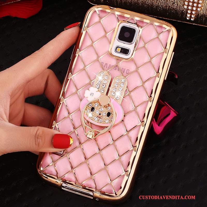 Custodia Samsung Galaxy Note 4 Strass Rosa Morbido, Cover Samsung Galaxy Note 4 Silicone Sottile Ring