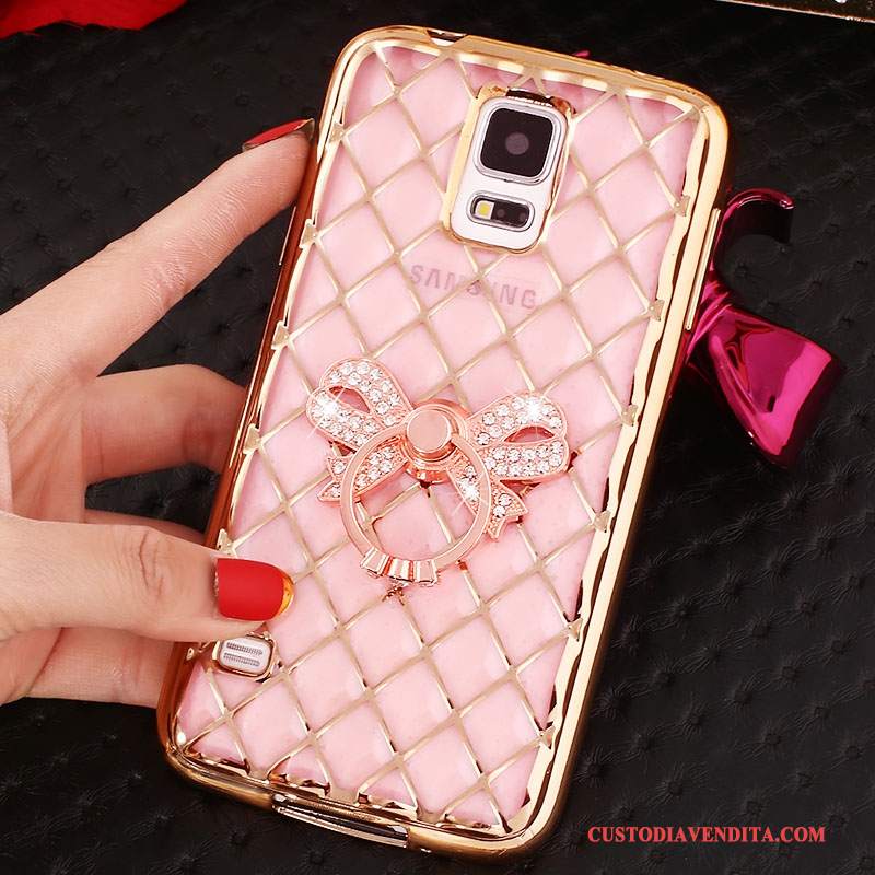 Custodia Samsung Galaxy Note 4 Strass Rosa Morbido, Cover Samsung Galaxy Note 4 Silicone Sottile Ring