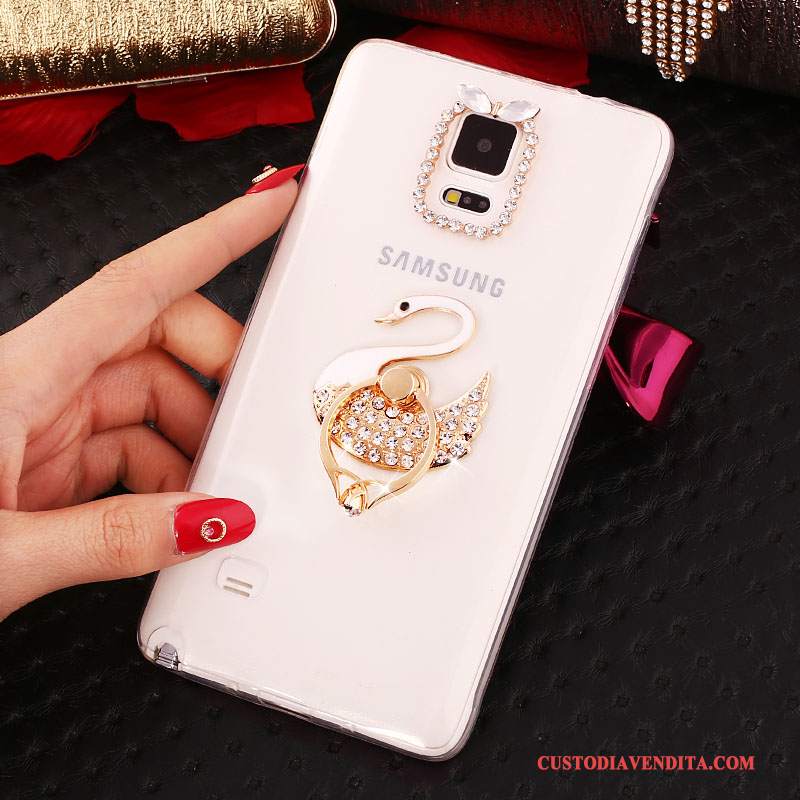 Custodia Samsung Galaxy Note 4 Strass Sottili Nuovo, Cover Samsung Galaxy Note 4 Silicone Ring Bianco