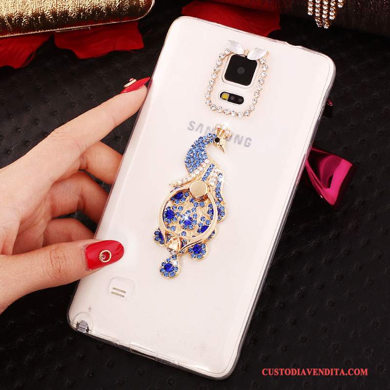 Custodia Samsung Galaxy Note 4 Strass Sottili Nuovo, Cover Samsung Galaxy Note 4 Silicone Ring Bianco