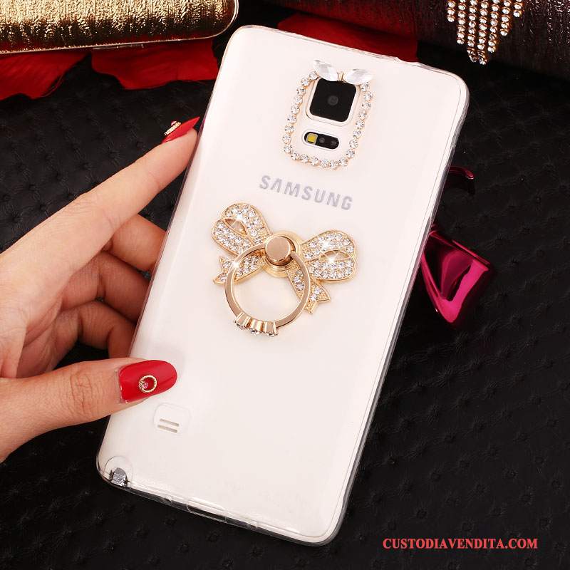 Custodia Samsung Galaxy Note 4 Strass Sottili Nuovo, Cover Samsung Galaxy Note 4 Silicone Ring Bianco