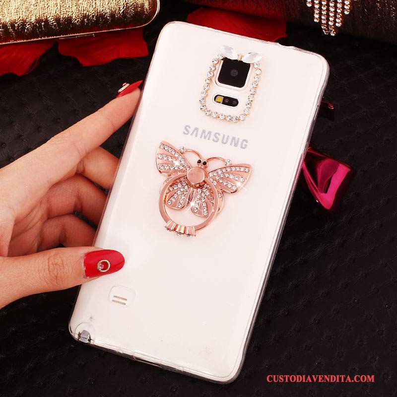 Custodia Samsung Galaxy Note 4 Strass Sottili Nuovo, Cover Samsung Galaxy Note 4 Silicone Ring Bianco