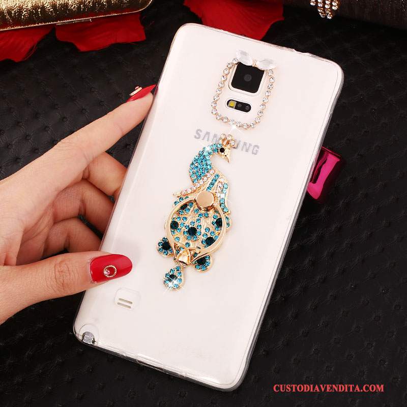 Custodia Samsung Galaxy Note 4 Strass Sottili Nuovo, Cover Samsung Galaxy Note 4 Silicone Ring Bianco