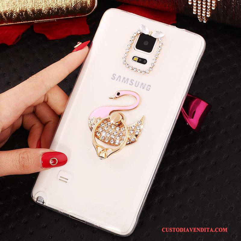 Custodia Samsung Galaxy Note 4 Strass Sottili Nuovo, Cover Samsung Galaxy Note 4 Silicone Ring Bianco