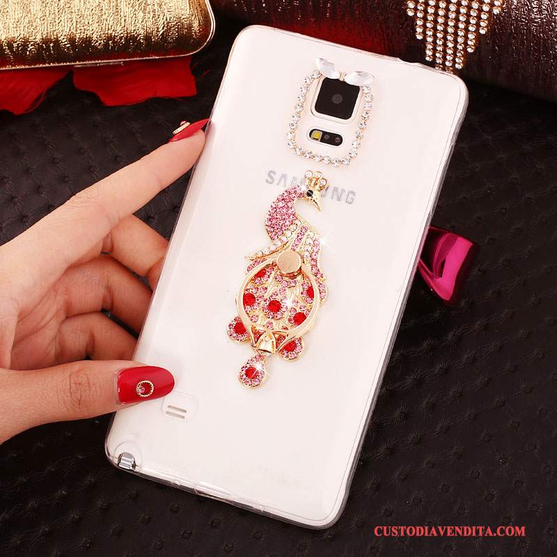 Custodia Samsung Galaxy Note 4 Strass Sottili Nuovo, Cover Samsung Galaxy Note 4 Silicone Ring Bianco