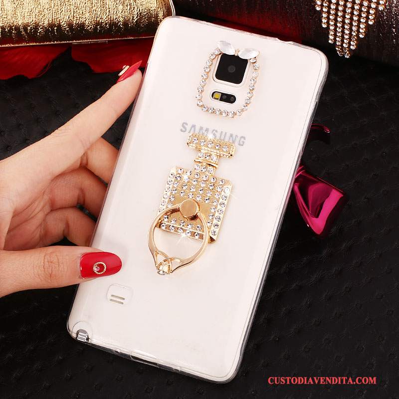 Custodia Samsung Galaxy Note 4 Strass Sottili Nuovo, Cover Samsung Galaxy Note 4 Silicone Ring Bianco